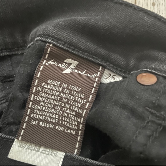 7 For All Mankind Black High Rise Jeans Size 25 Made In Italy - Picture 11 of 13